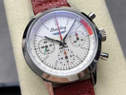 Breitling Top Time Chronograph White Dial Red Leather view 2