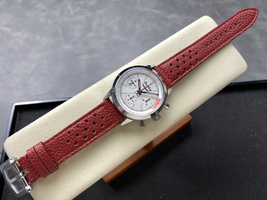 Breitling Top Time Chronograph White Dial Red Leather view