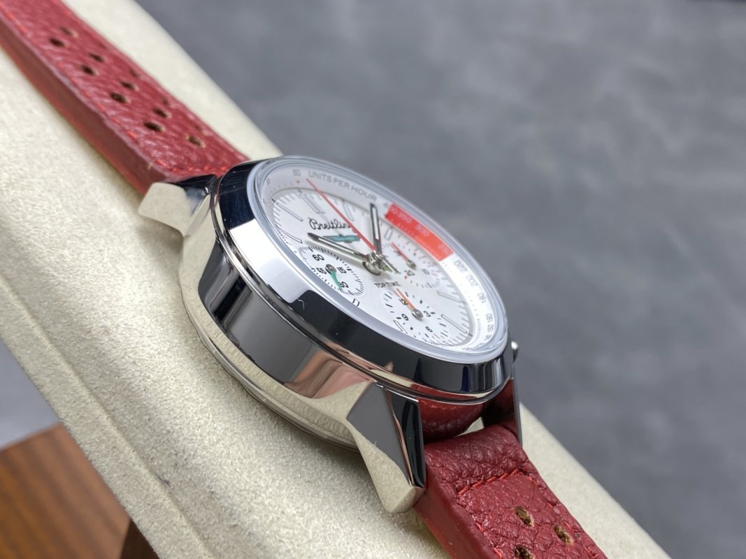 Breitling Top Time Chronograph White Dial Red Leather view