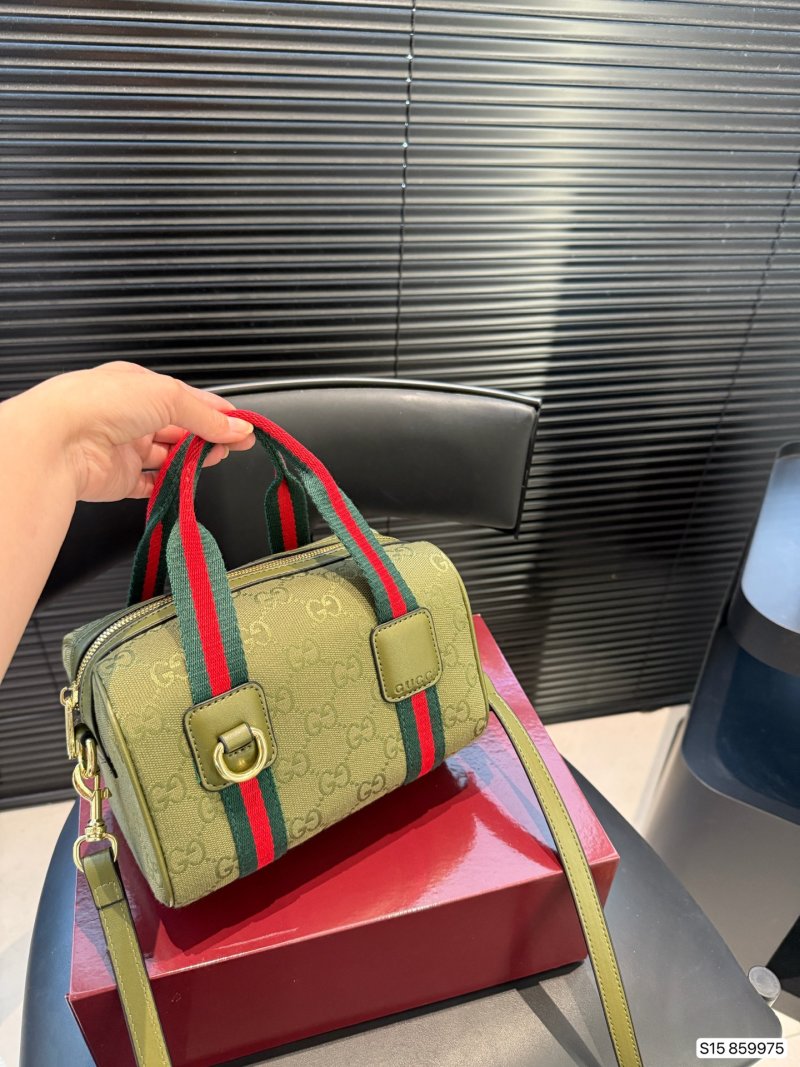 Gucci Boston Pillow Bag Beige Red Web Strap view