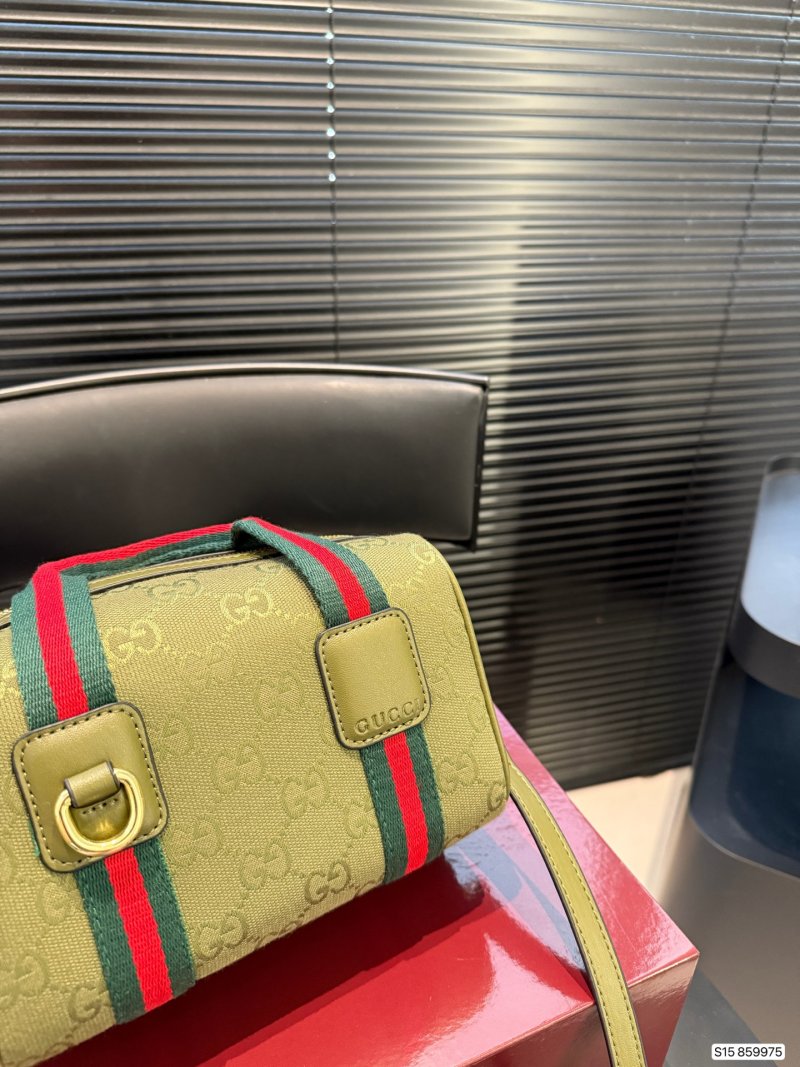 Gucci Boston Pillow Bag Beige Red Web Strap view