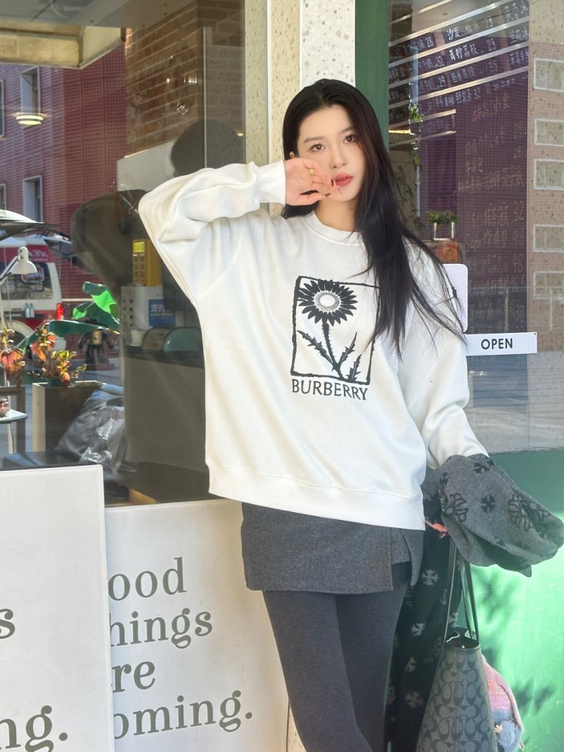 Burberry Sunflower Logo White Hoodie