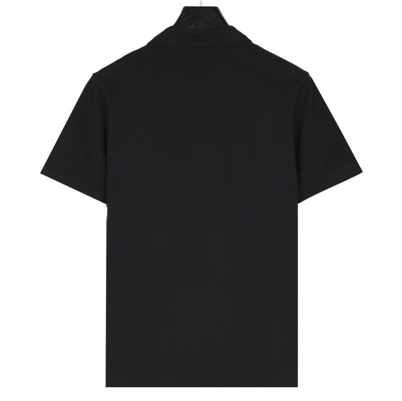 Black Oversized Polo Shirt with Red Accent Stripe view