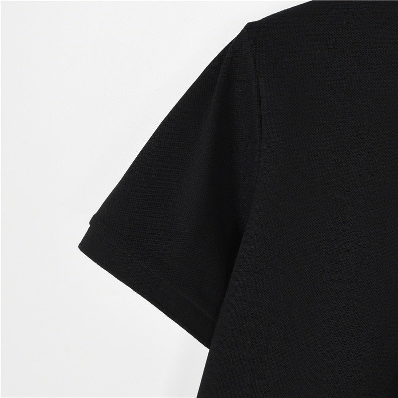 Black Oversized Polo Shirt with Red Accent Stripe view