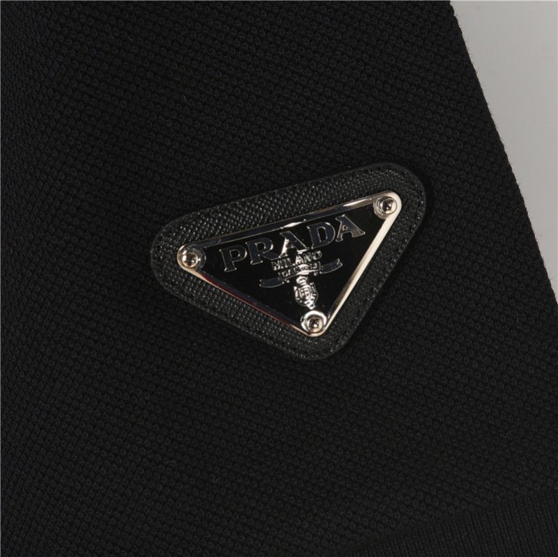 Black Oversized Polo Shirt with Red Accent Stripe view