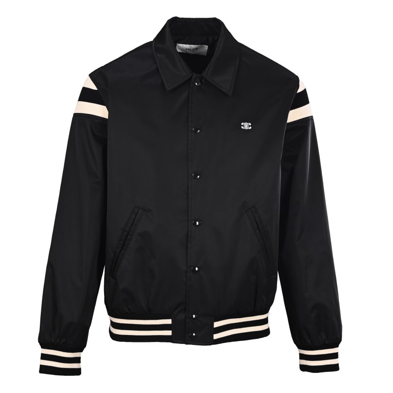 Stone Island Black Nylon Overshirt Jacket with White Stripe view