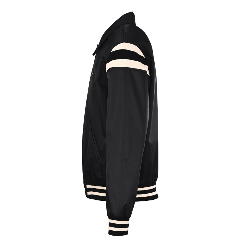 Stone Island Black Nylon Overshirt Jacket with White Stripe view