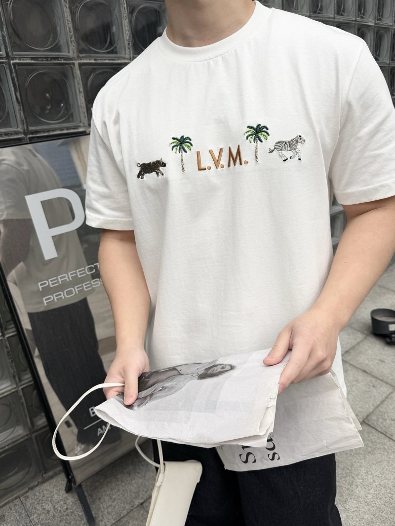 L.V.M. Safari Embroidered White T-Shirt