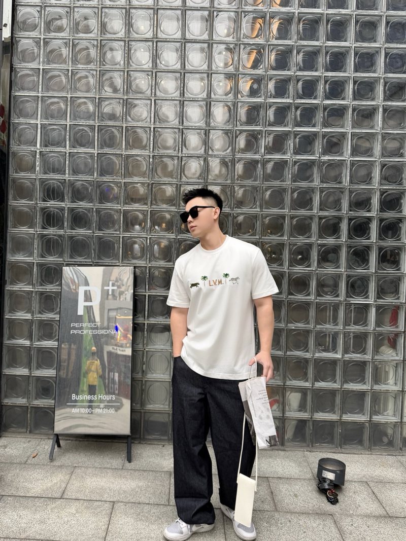 L.V.M. Safari Embroidered White T-Shirt view