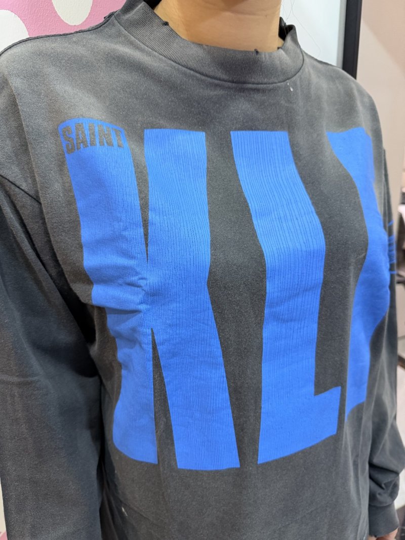 Charcoal Grey Sweatshirt with Blue Graphic Print view