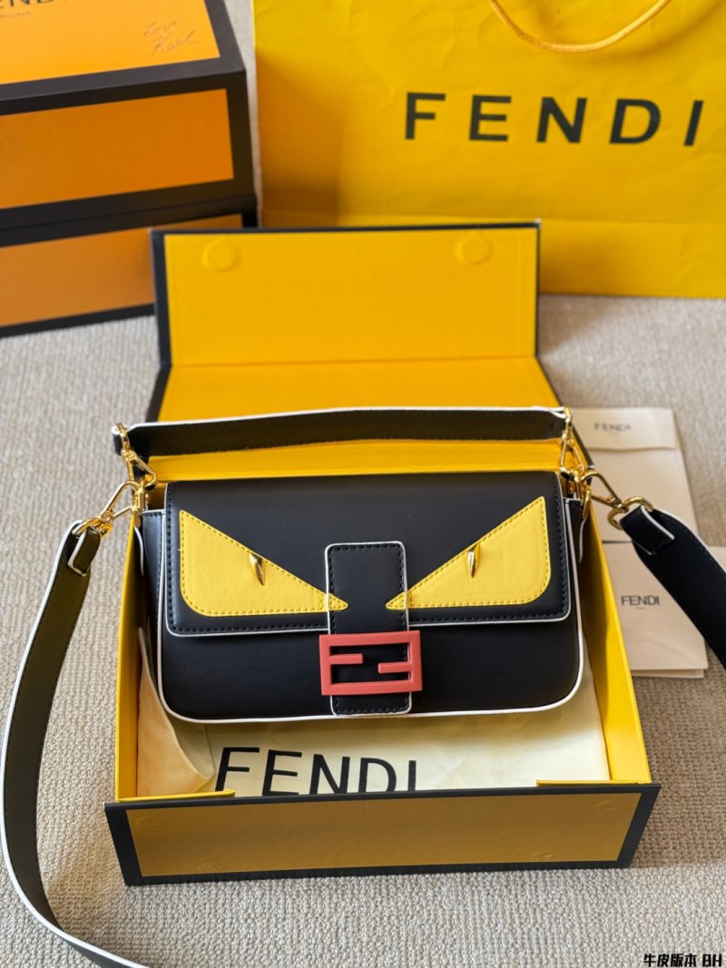 Fendi Vintage Monster Baguette Bag Black Yellow