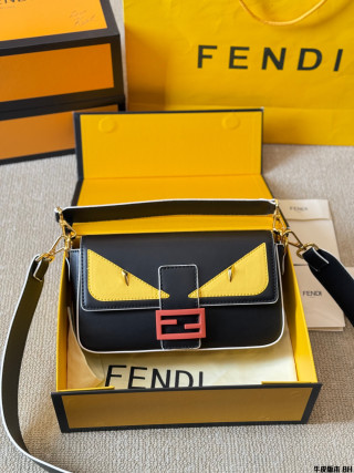 Fendi Vintage Monster Baguette Bag Black Yellow