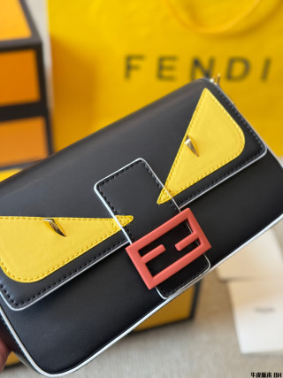 Fendi Vintage Monster Baguette Bag Black Yellow view 3