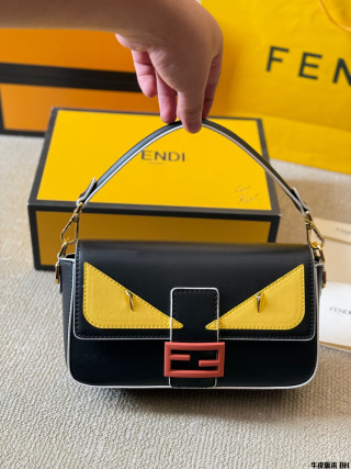 Fendi Vintage Monster Baguette Bag Black Yellow view 4