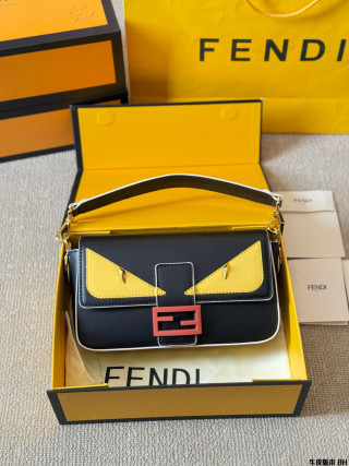 Fendi Vintage Monster Baguette Bag Black Yellow view 5