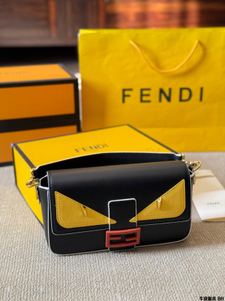 Fendi Vintage Monster Baguette Bag Black Yellow view 6