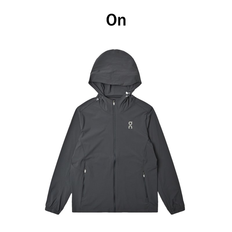 On Black Lightweight Hooded Running Jacket view