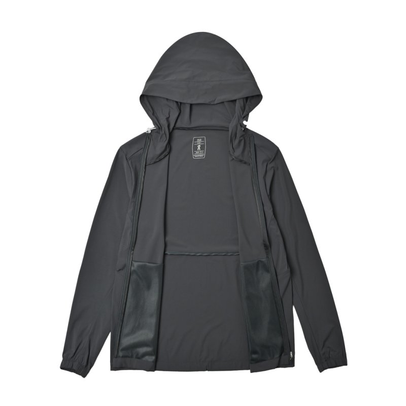 On Black Lightweight Hooded Running Jacket view