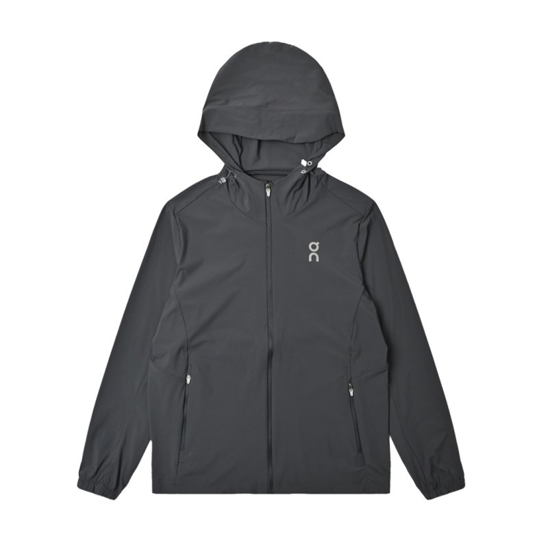 On Black Lightweight Hooded Running Jacket view