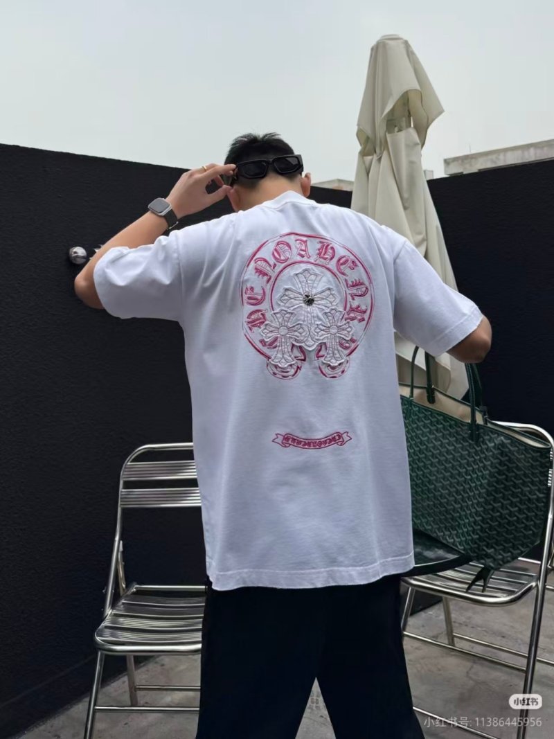 Chrome Hearts White T-Shirt with Purple Cross Print view