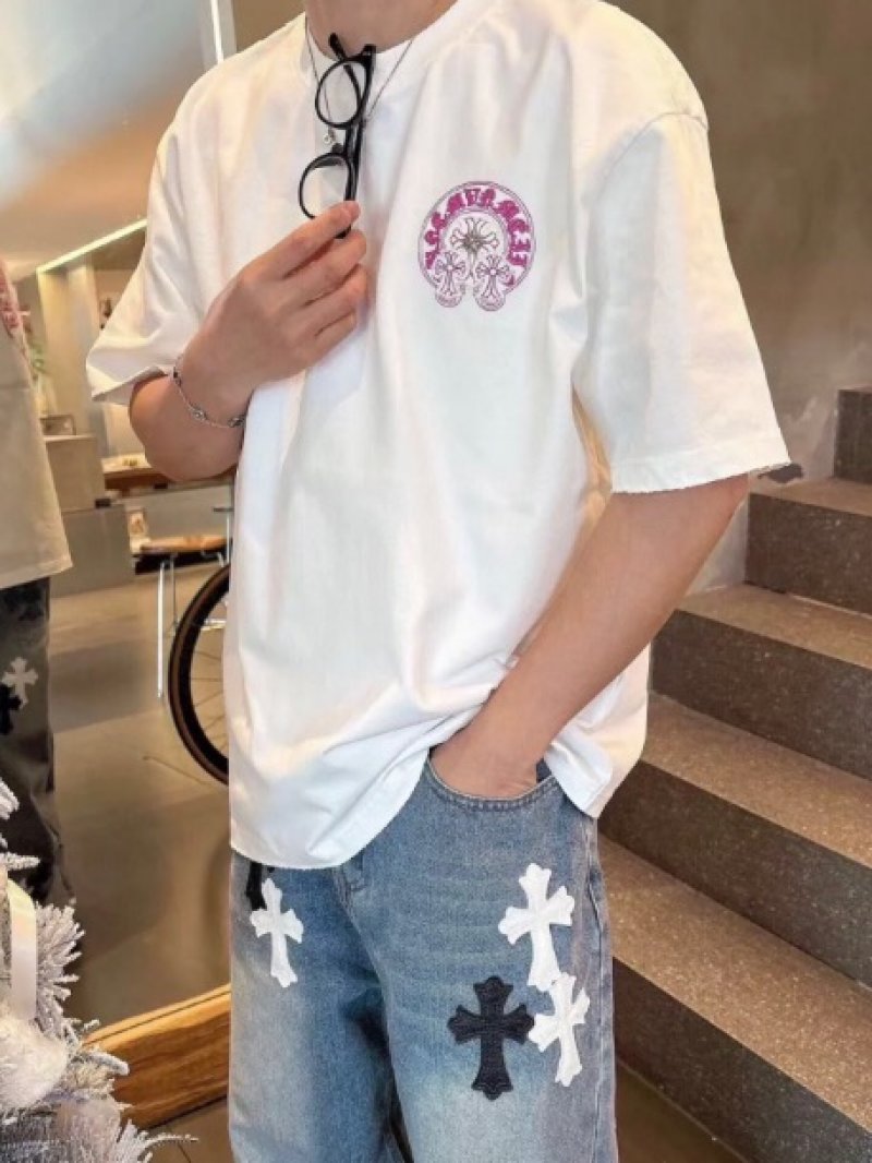 Chrome Hearts White T-Shirt with Purple Cross Print view