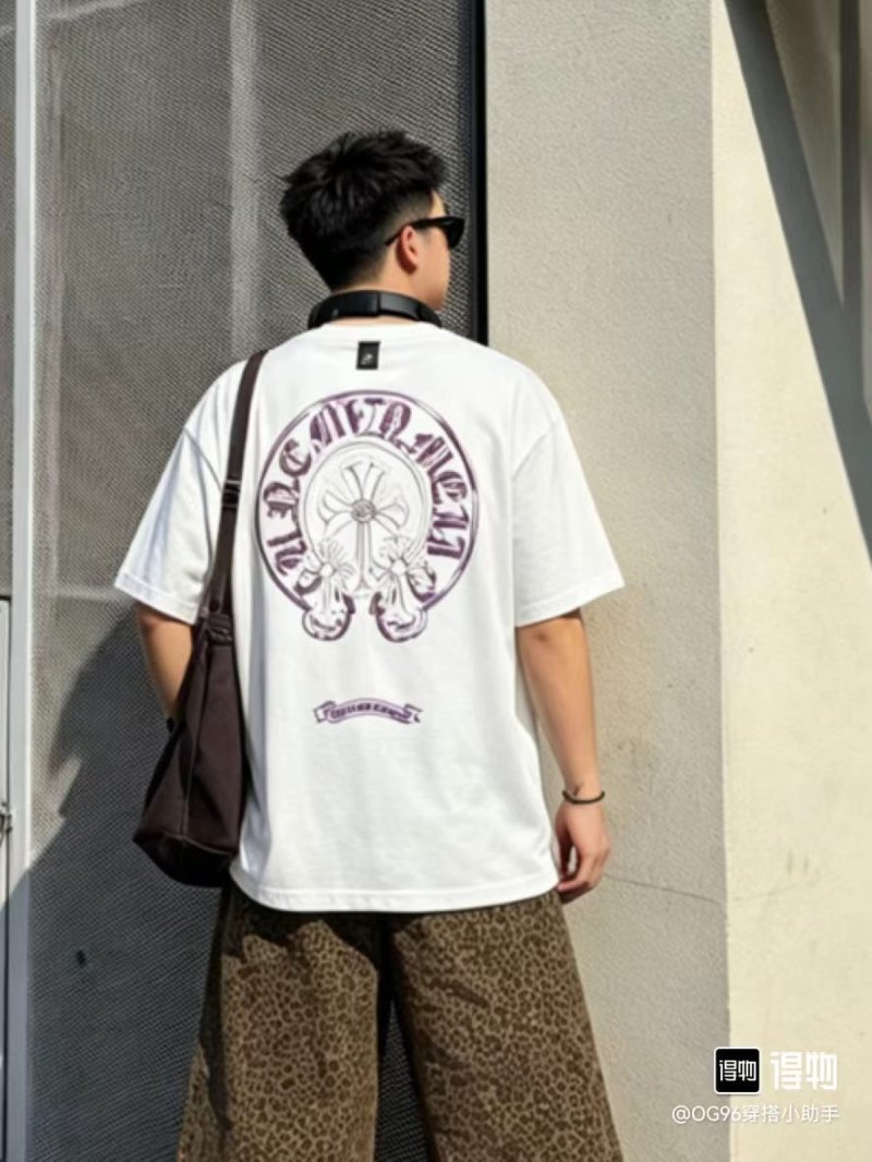 Chrome Hearts White T-Shirt with Purple Cross Print view