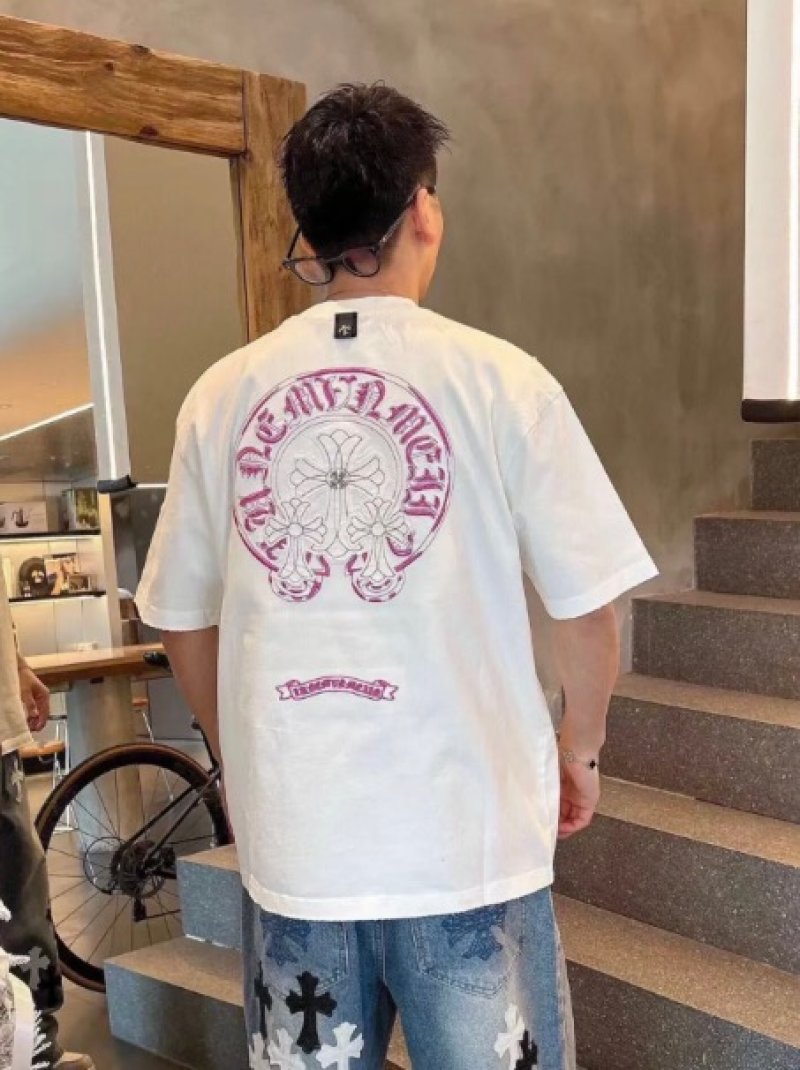 Chrome Hearts White T-Shirt with Purple Cross Print view