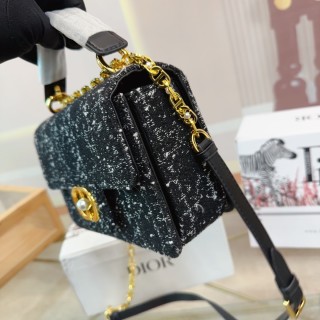 Dior 30 Montaigne Chain Bag Black Sequin view 6