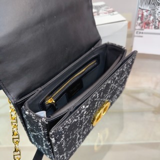 Dior 30 Montaigne Chain Bag Black Sequin view 8