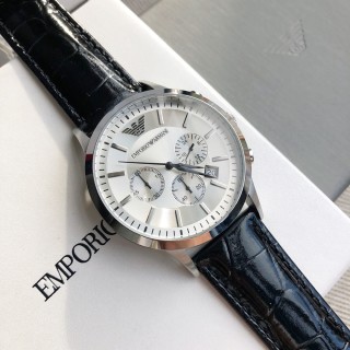 Emporio Armani AR2432 Chronograph Quartz Watch - Silver/Black view 3