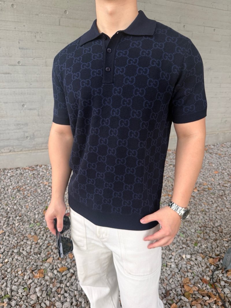 Gucci GG Monogram Navy Polo Shirt