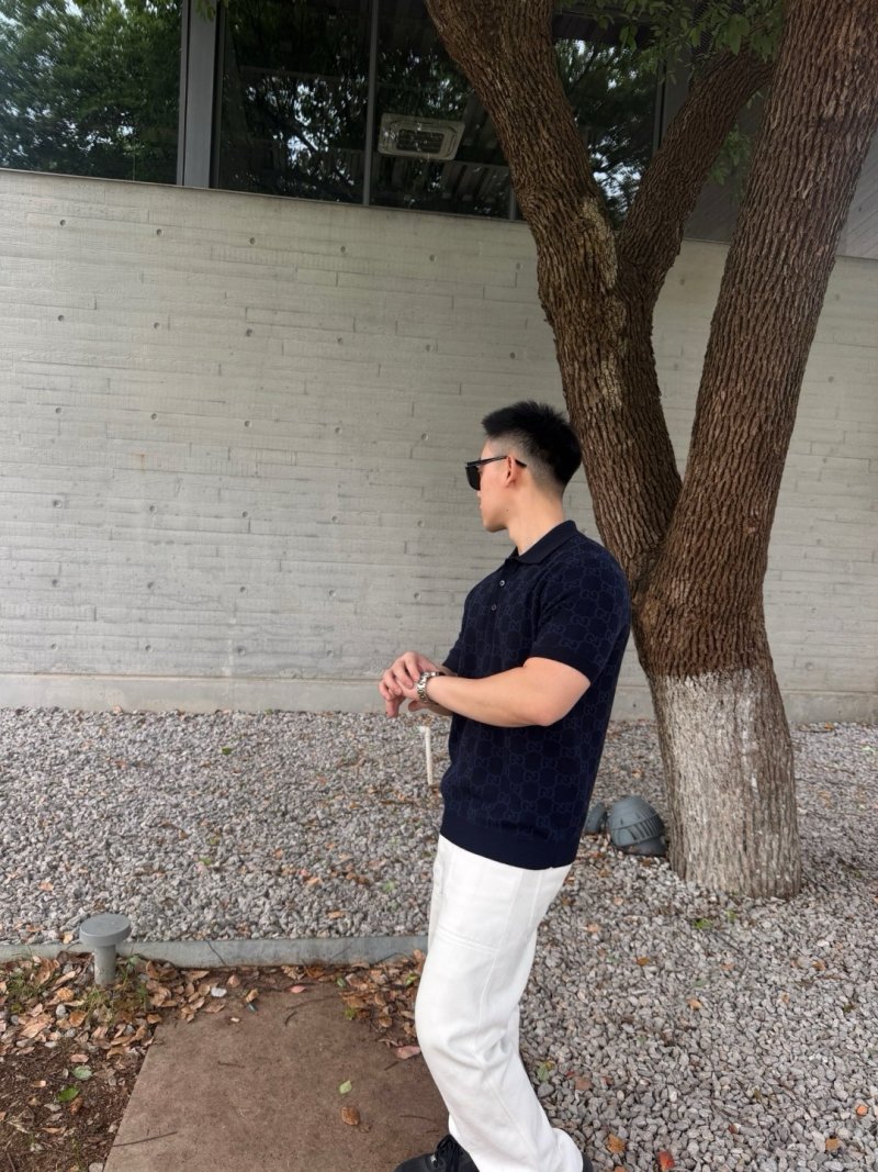 Gucci GG Monogram Navy Polo Shirt view