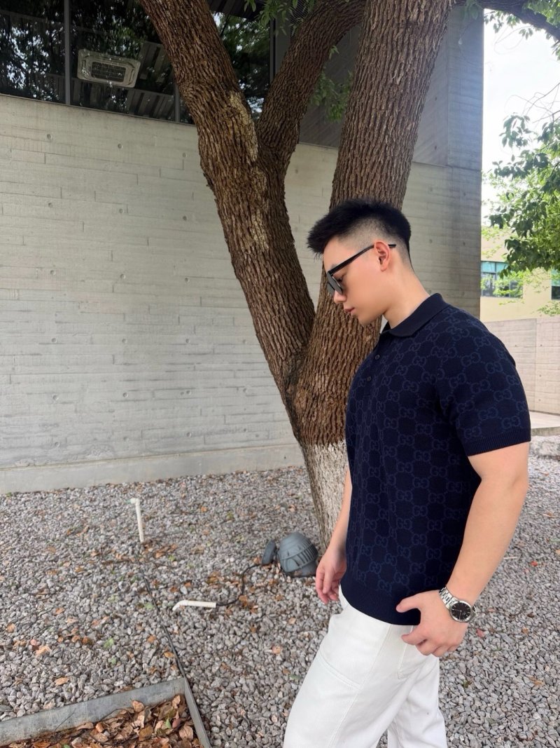 Gucci GG Monogram Navy Polo Shirt view