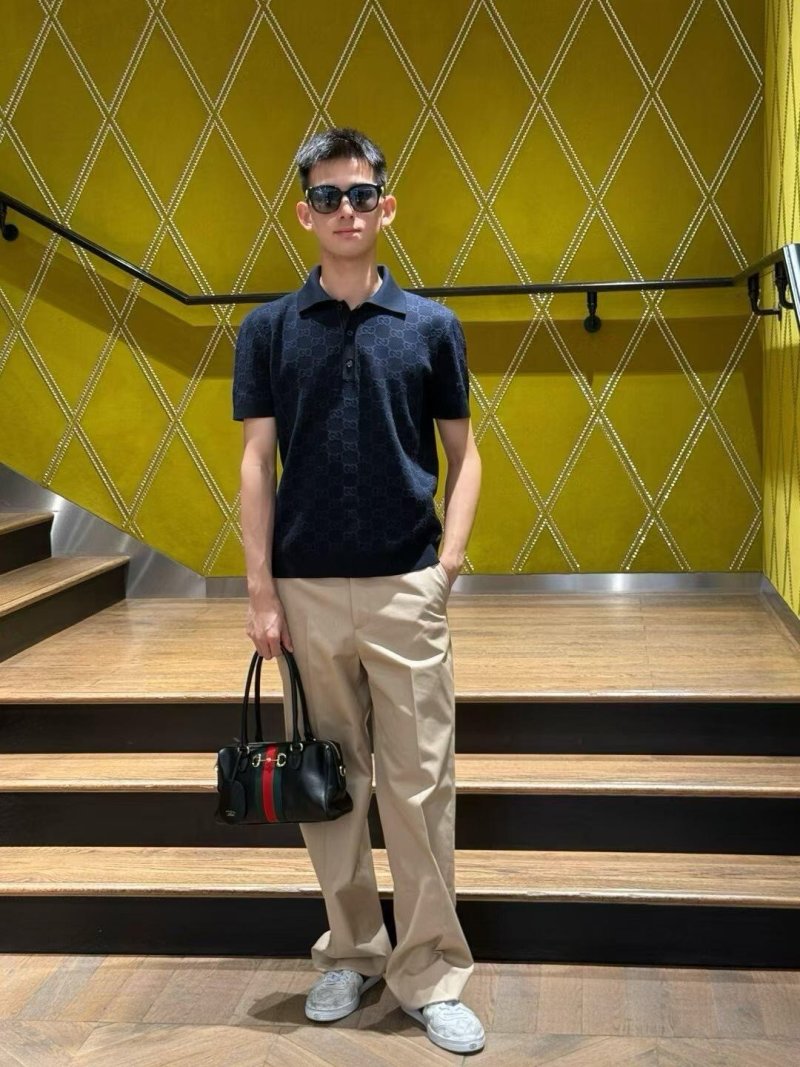 Gucci GG Monogram Navy Polo Shirt view