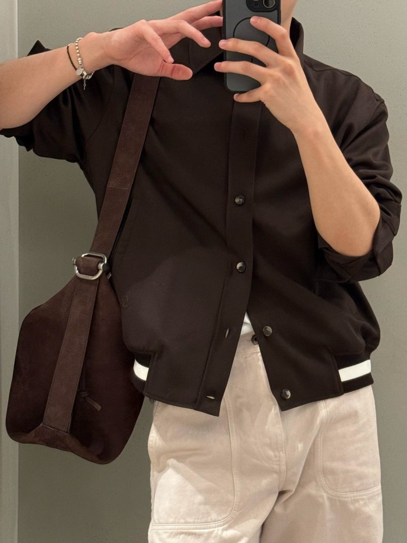 Brown Oversized Button-Up Shirt Jacket