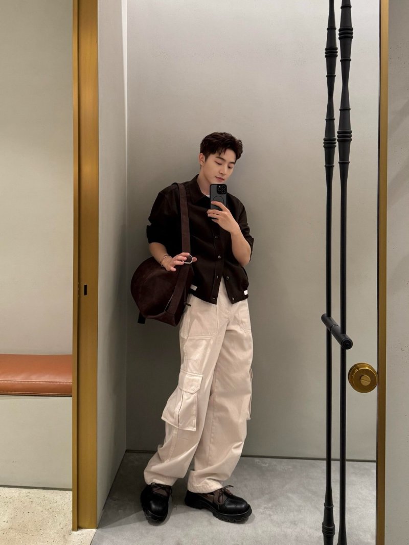 Brown Oversized Button-Up Shirt Jacket view