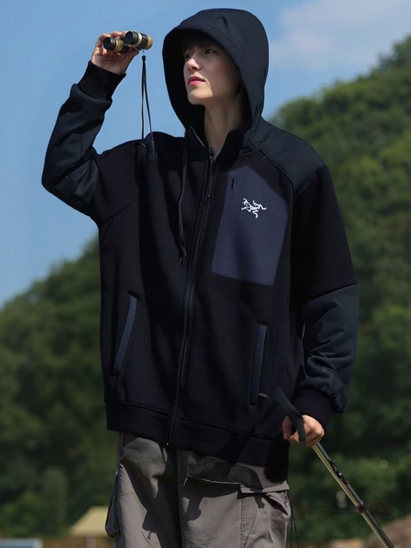 Arc'teryx Black Navy Colour-Block Zip Hoodie Jacket view