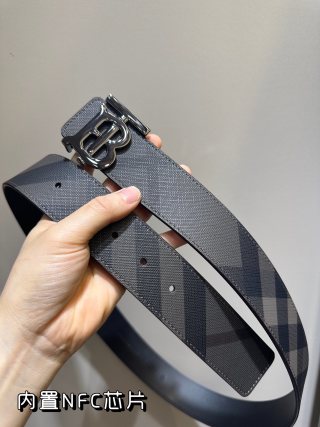 Burberry TB Reversible Belt Black/Blue 4.0cm view 5