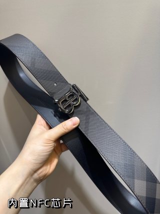 Burberry TB Reversible Belt Black/Blue 4.0cm view 7