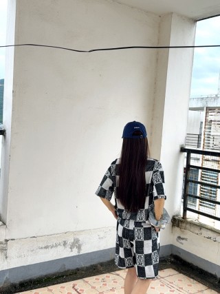 Black & White Checkerboard Knit Shorts view 9