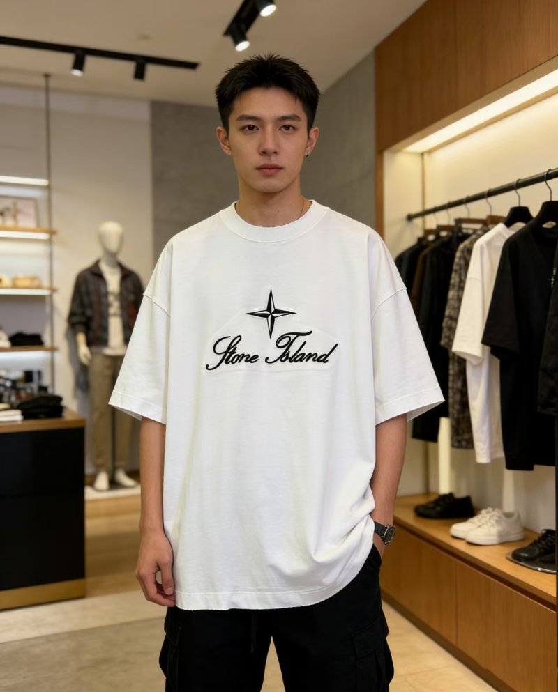 Stone Island Compass Logo White T-Shirt view