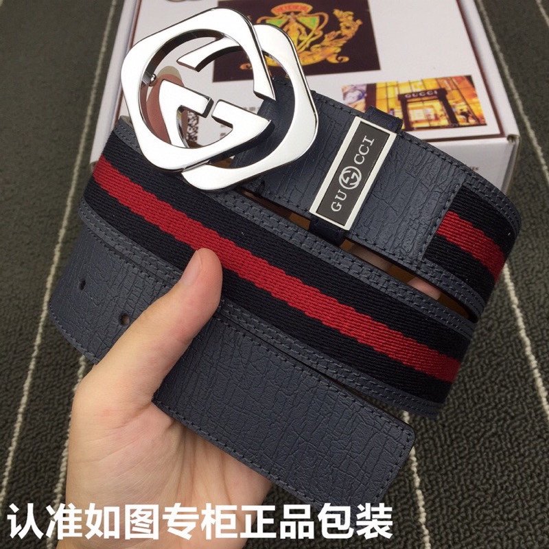 Gucci GG Marmont Web Stripe Belt Black Red