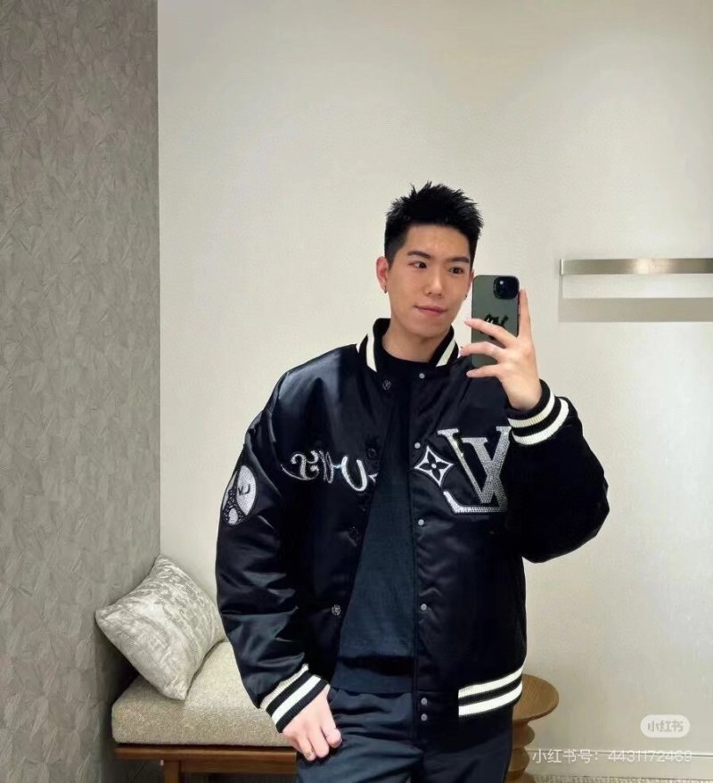 Louis Vuitton Black Embroidered Bomber Jacket view