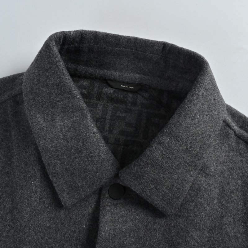 Charcoal Grey Wool Blend Overshirt Jacket view