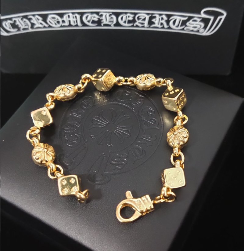 Chrome Hearts Gold Dice Link Bracelet view