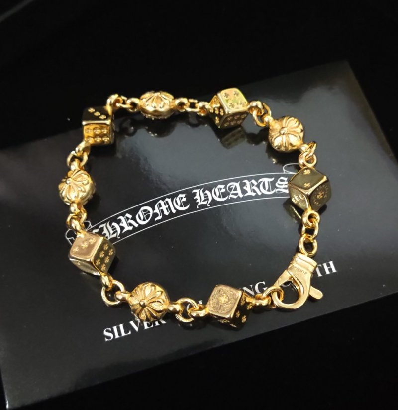 Chrome Hearts Gold Dice Link Bracelet view