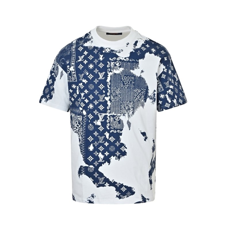 Louis Vuitton Monogram Map Print T-Shirt White Navy
