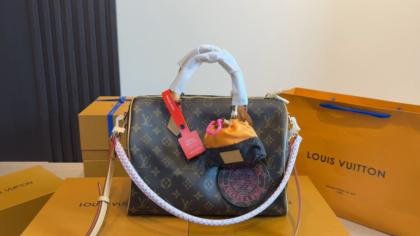 Louis Vuitton Monogram Canvas Handbag with Charm Accessories
