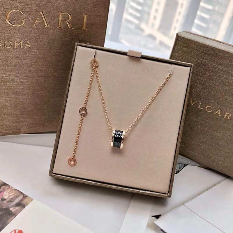 Bulgari B.Zero1 Ceramic Silver Pendant Necklace