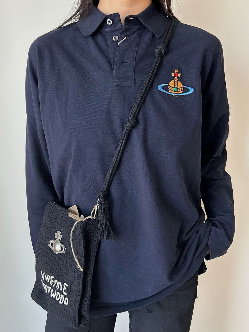 Vivienne Westwood Navy Orb Long-Sleeve Polo Shirt